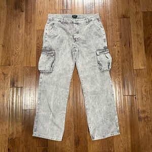 Men's Acid Wash Relaxed Corduroy Cargo Pants, Size 34